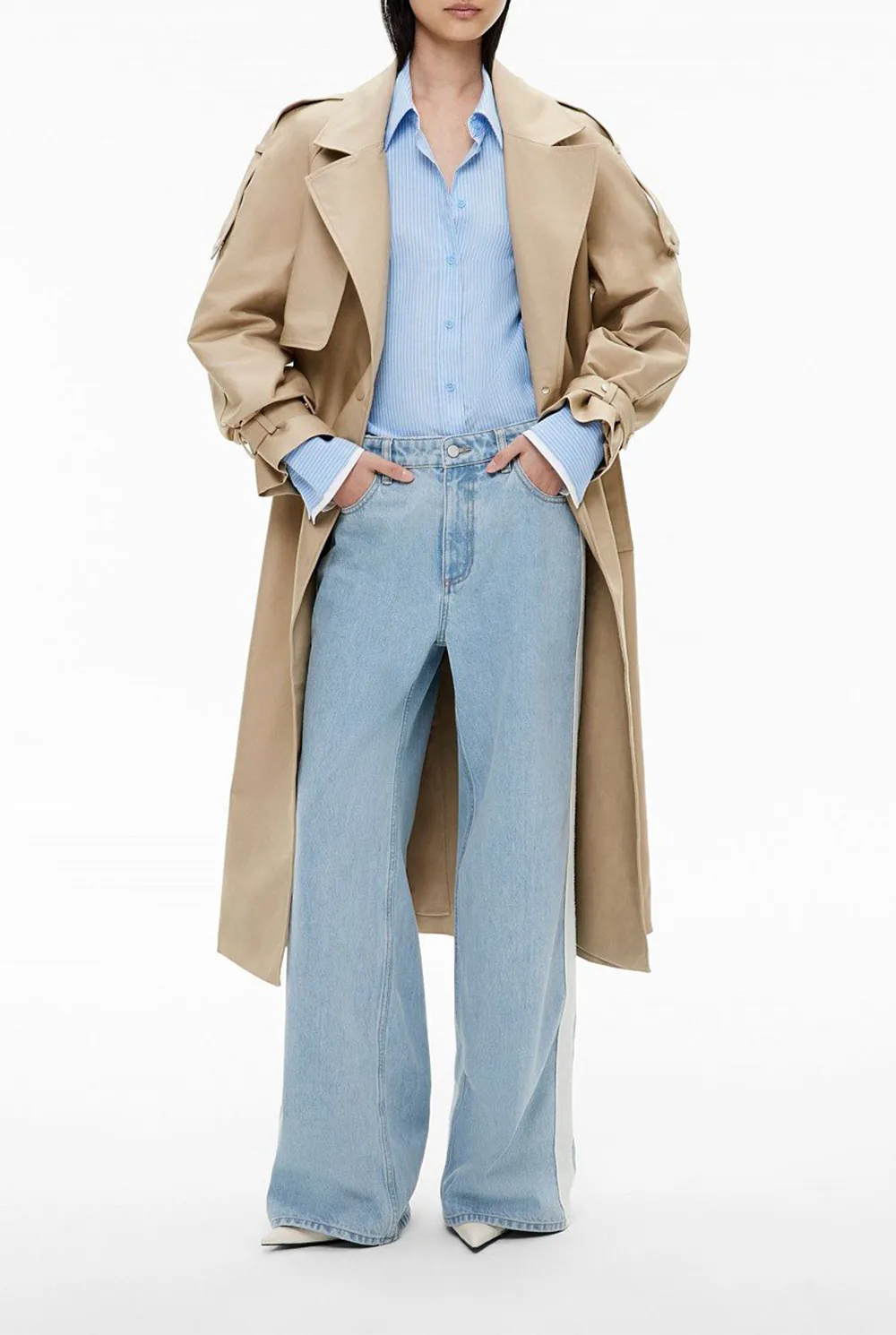 Double-Cuffed Blue Striped Shirt