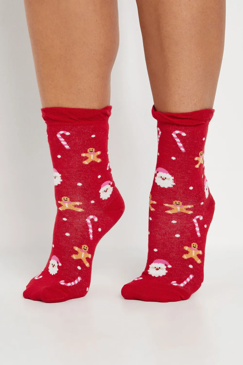 4 PACK Red & Black 'Ho Ho Ho' Slogan Christmas Ankle Socks