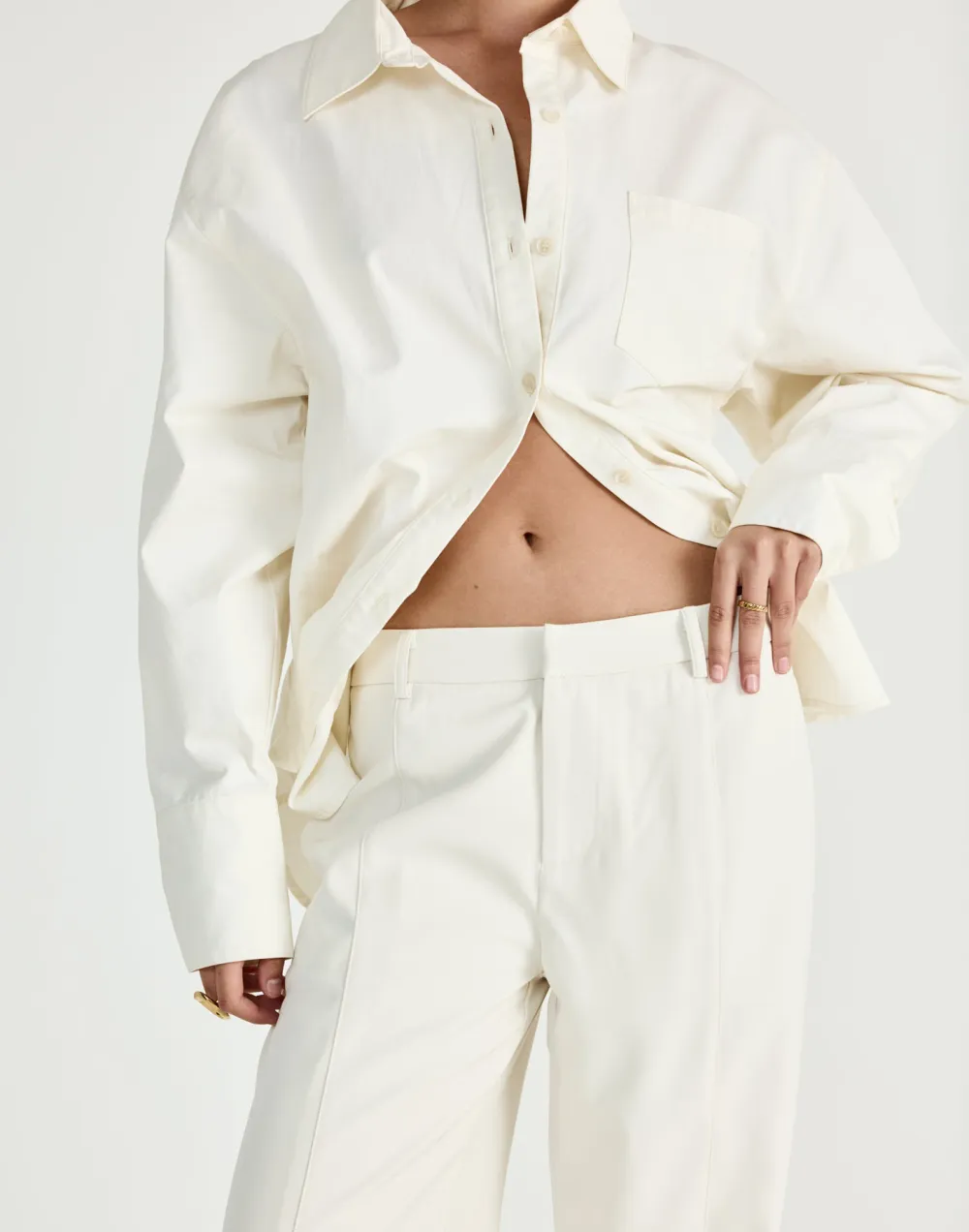 Designer Button-Detailed Mid-Rise Wide-Leg Trousers