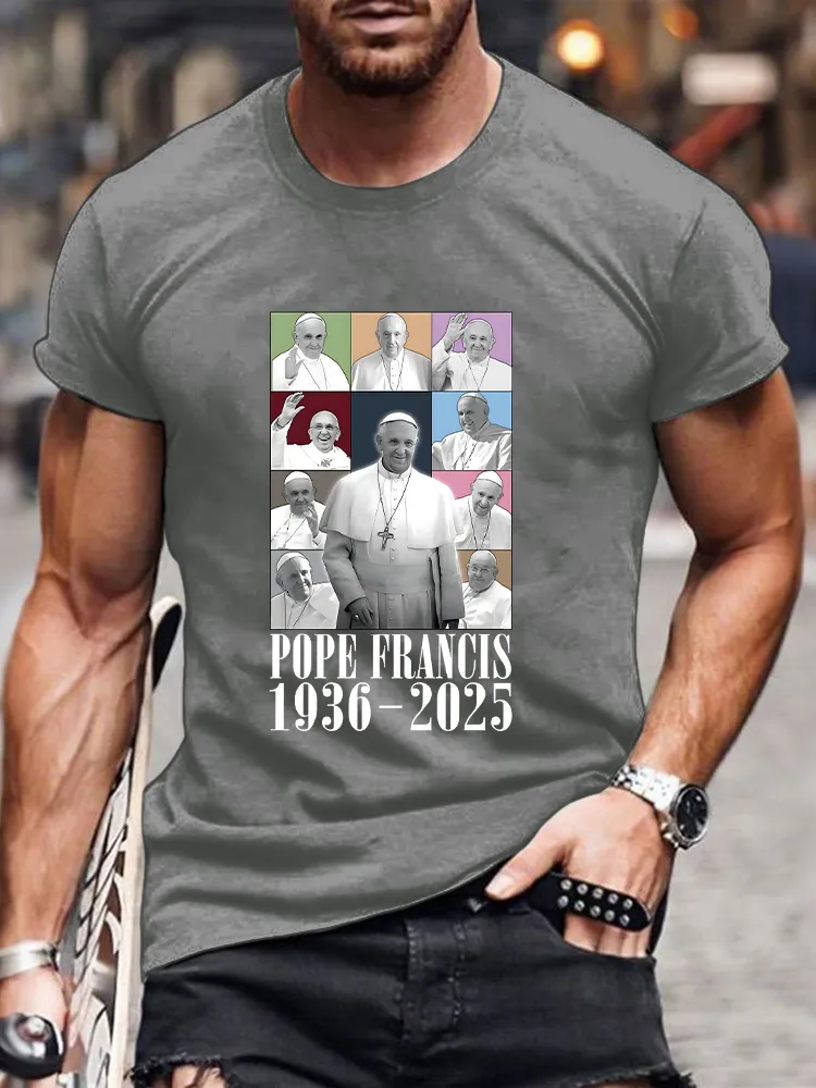 Men's 1936-2025 Print Short Sleeve Round Neck Cotton T-Shirt