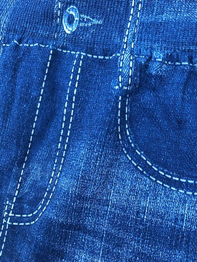 Women's Leggings Faux Denim Ankle-Length Stretchy High Waist Fashion Casual Weekend Black Blue S M