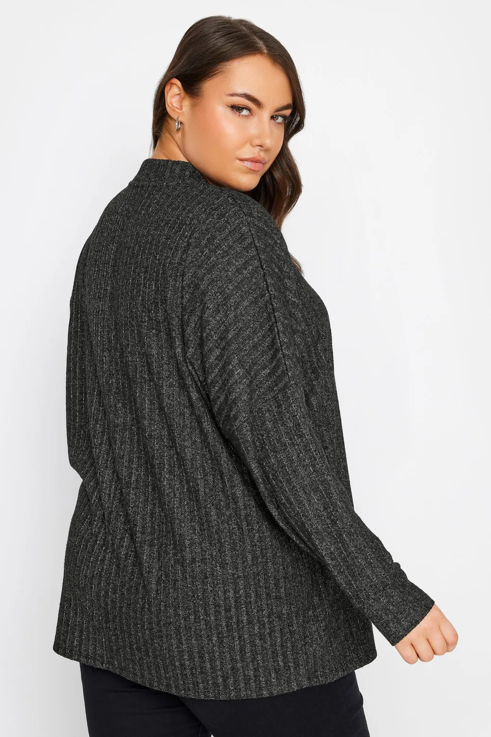 YOURS Curve Charcoal Grey Ribbed Jumper