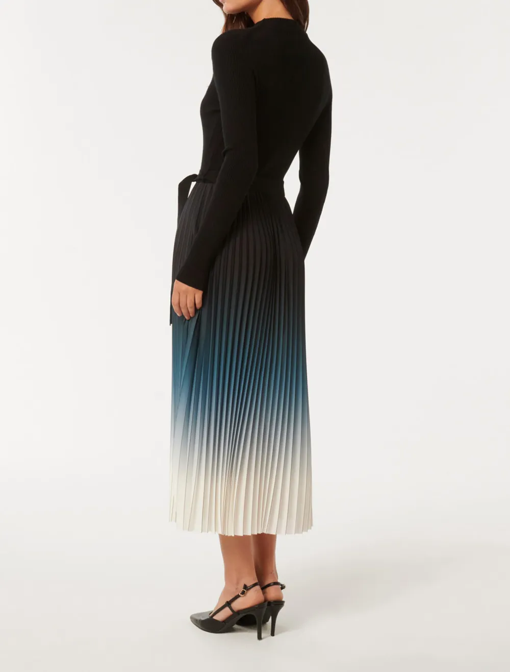 Ombre Pleat Midi Dress