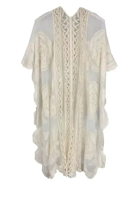 Patterned Laced Kimono  choice of colors