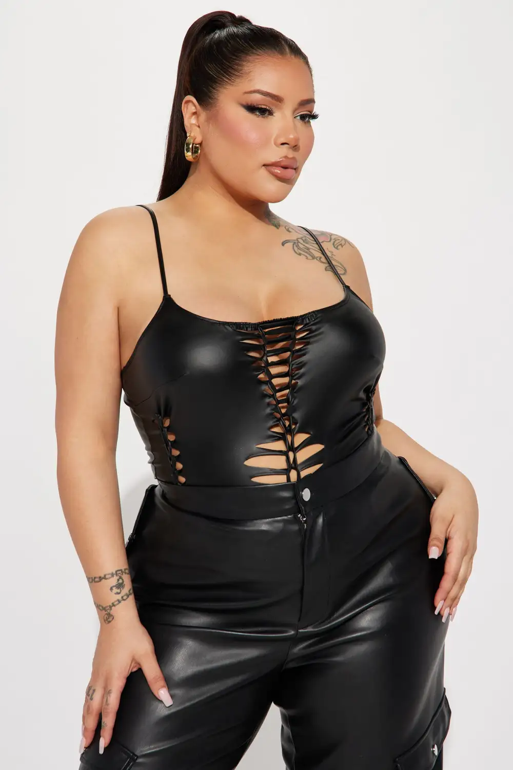 Ahmyra Cut Out Bodysuit - Black