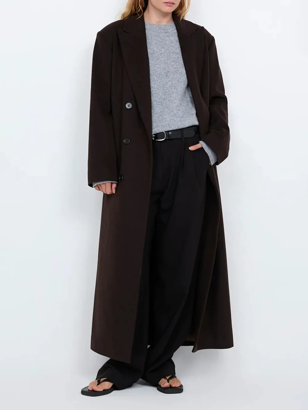 Casual Style Long Sleeve Coat Chocolate