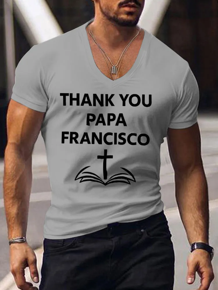 Men'S Thank You Papa Francisco V-Neck T-Shirt