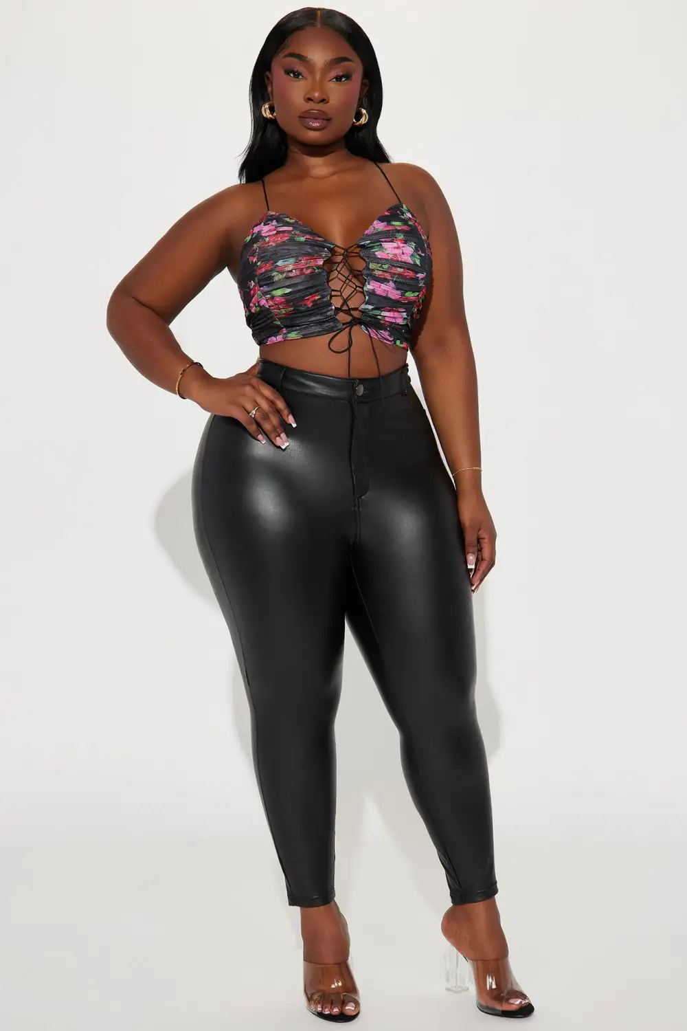 Natali Floral Mesh Top - Black/combo