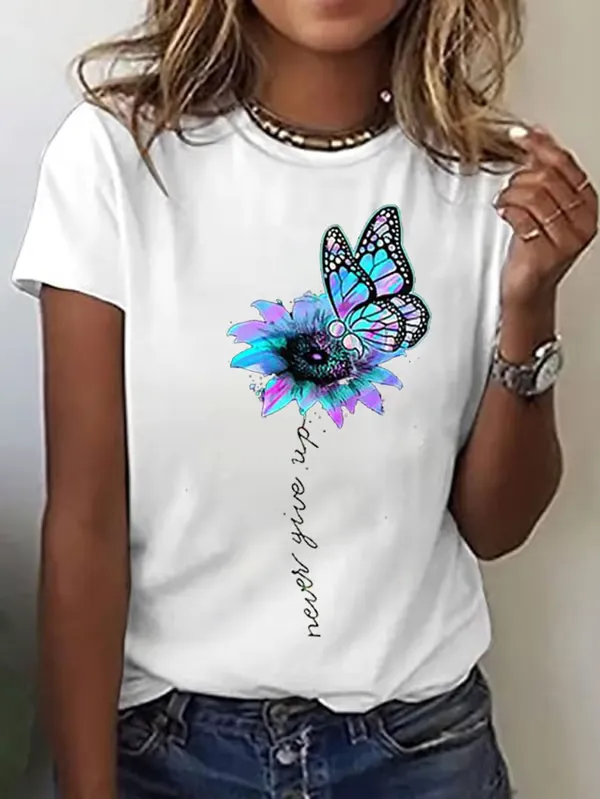 Women'S T-Shirt Women'S Never Give Up Suicide Prevention Awareness Print T-Shirt