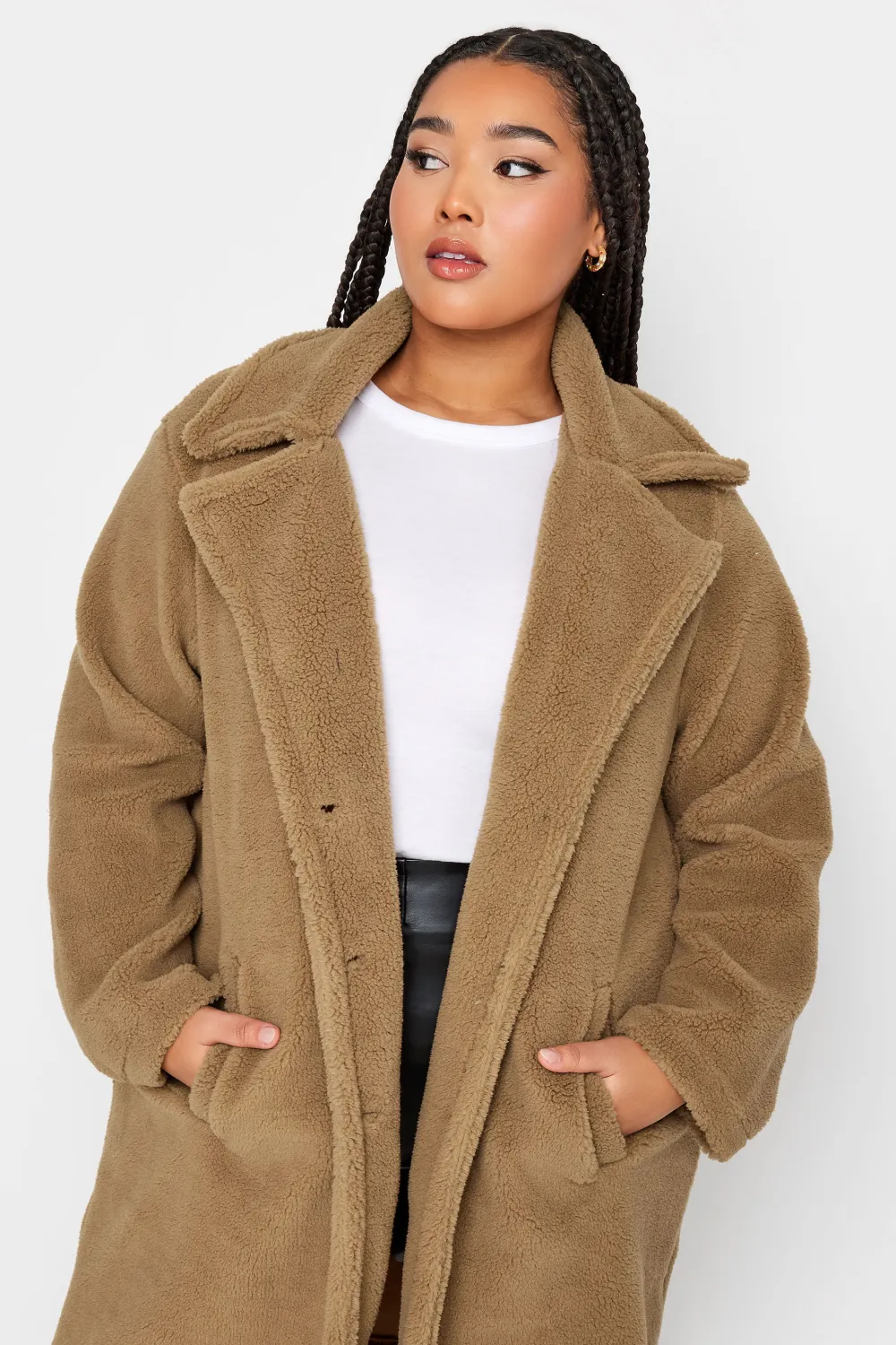 YOURS Curve Grey Faux Fur Coat