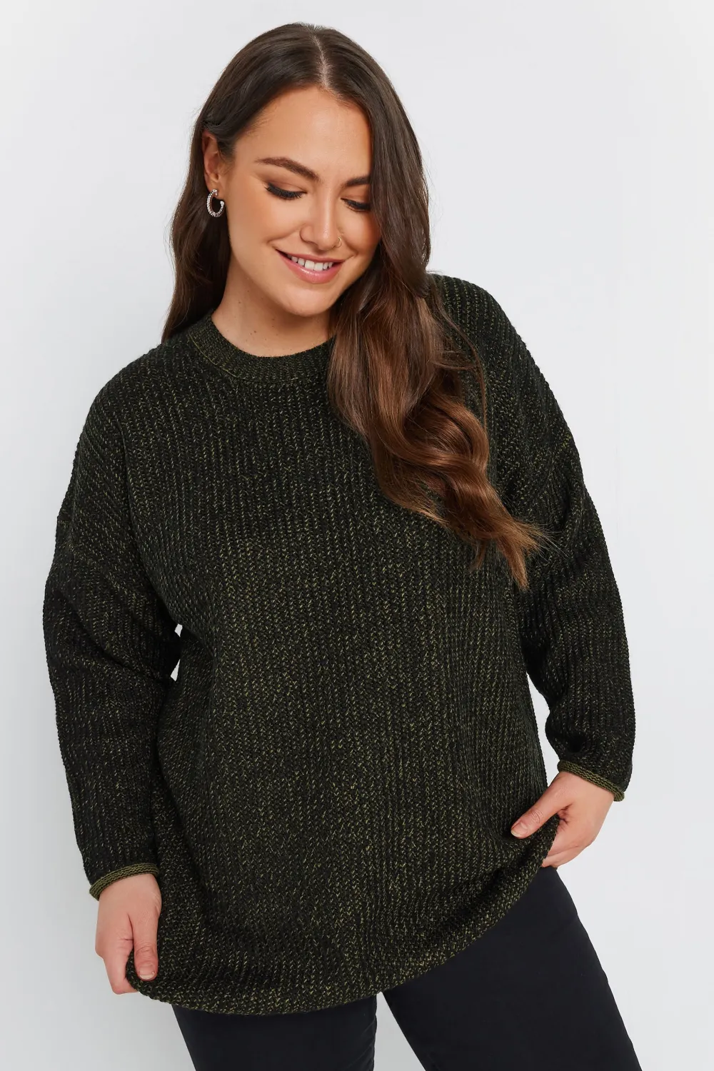 YOURS Curve Navy Blue Drop Shoulder Knitted Jumper