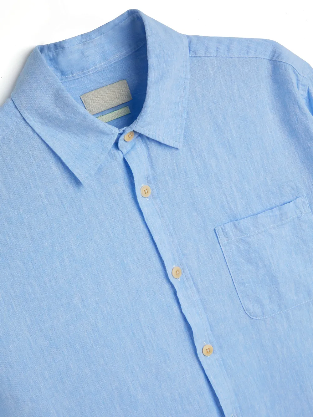 Casual Style Long Sleeve Blue Cotton-Linen Shirt