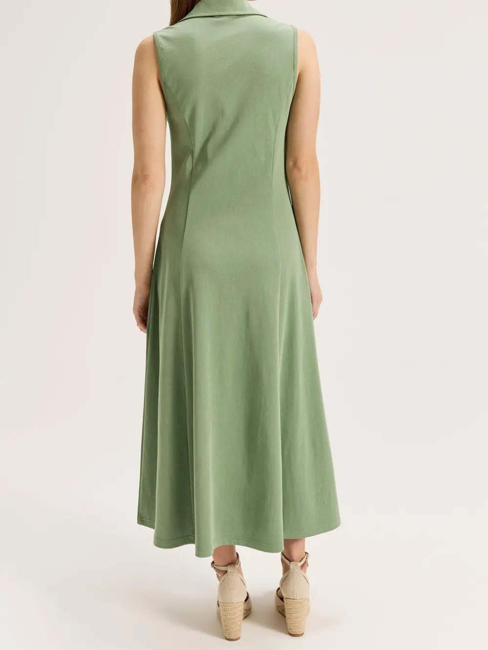 Green Polo Neck Cotton Dress