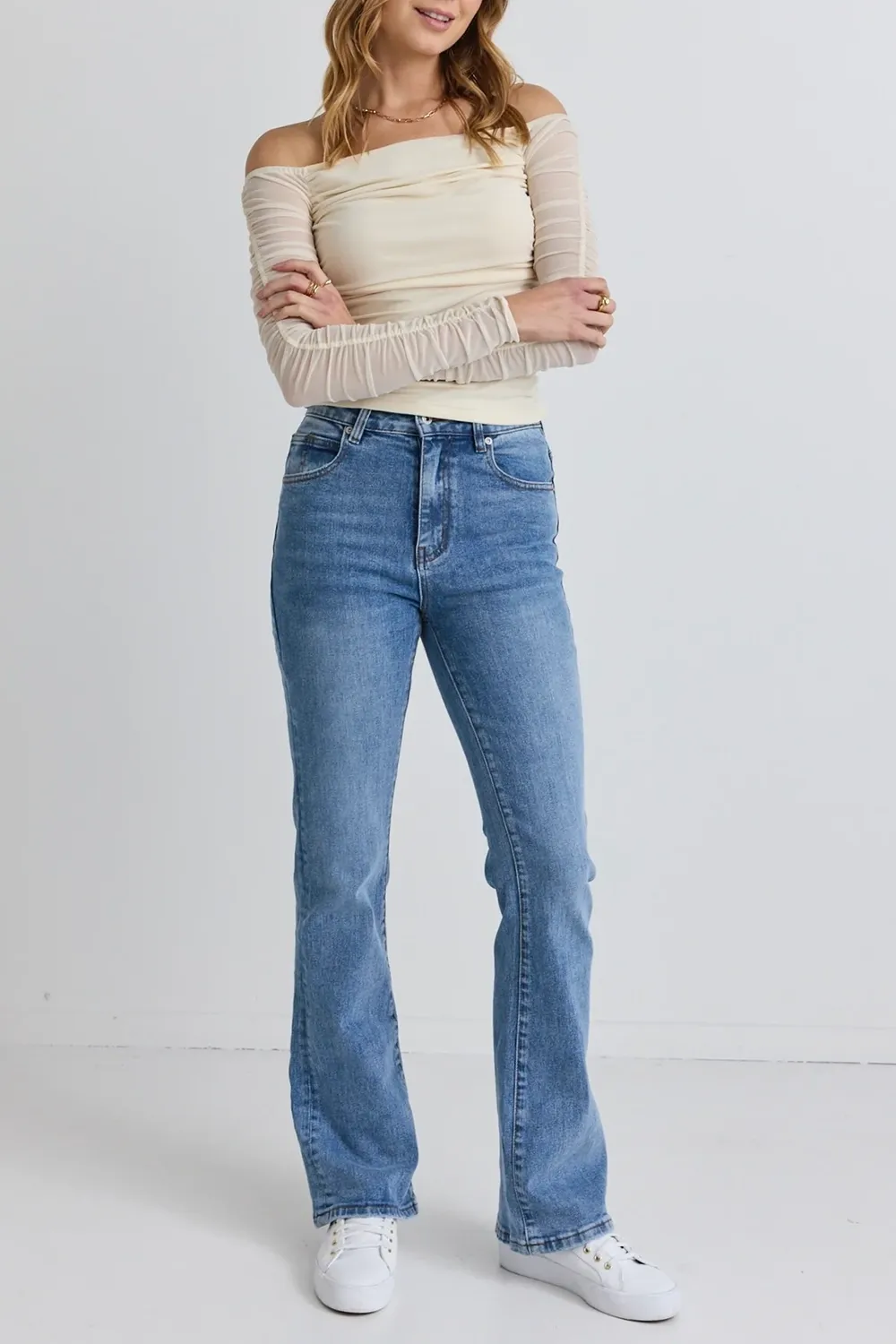 Blue High Rise Flare Jean