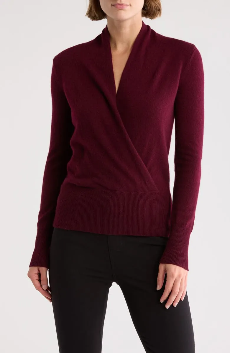 Cashmere Faux Wrap Sweater