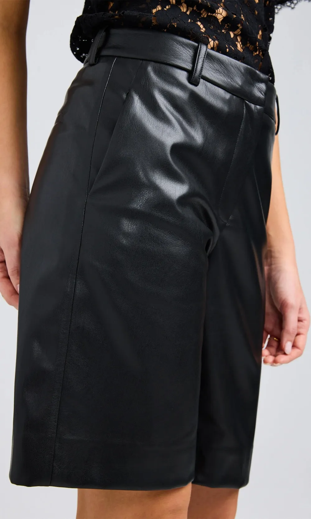 Faux Leather High-Waisted Shorts