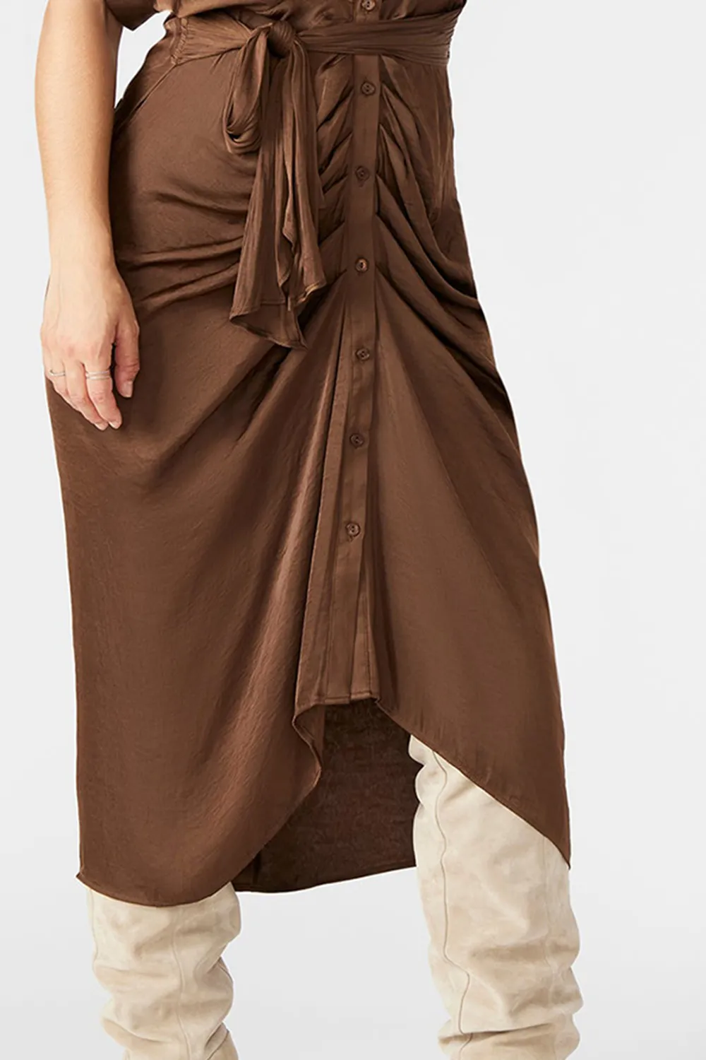 V-NECK DRESS CHOCOLATE