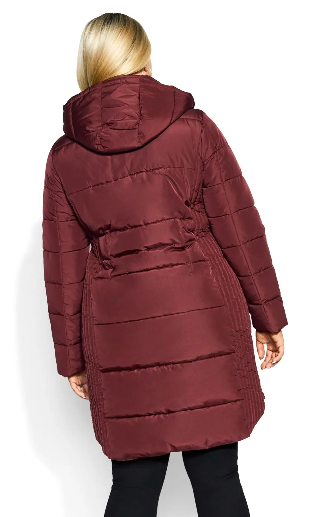Evans Burgundy Hooded Puffer Coat