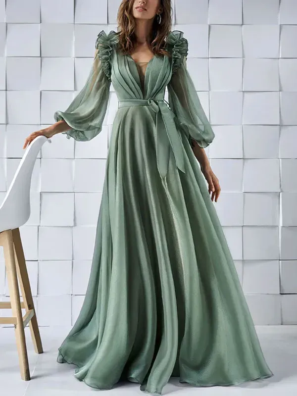 Elegant sexy bubble sleeve temperament women's dress