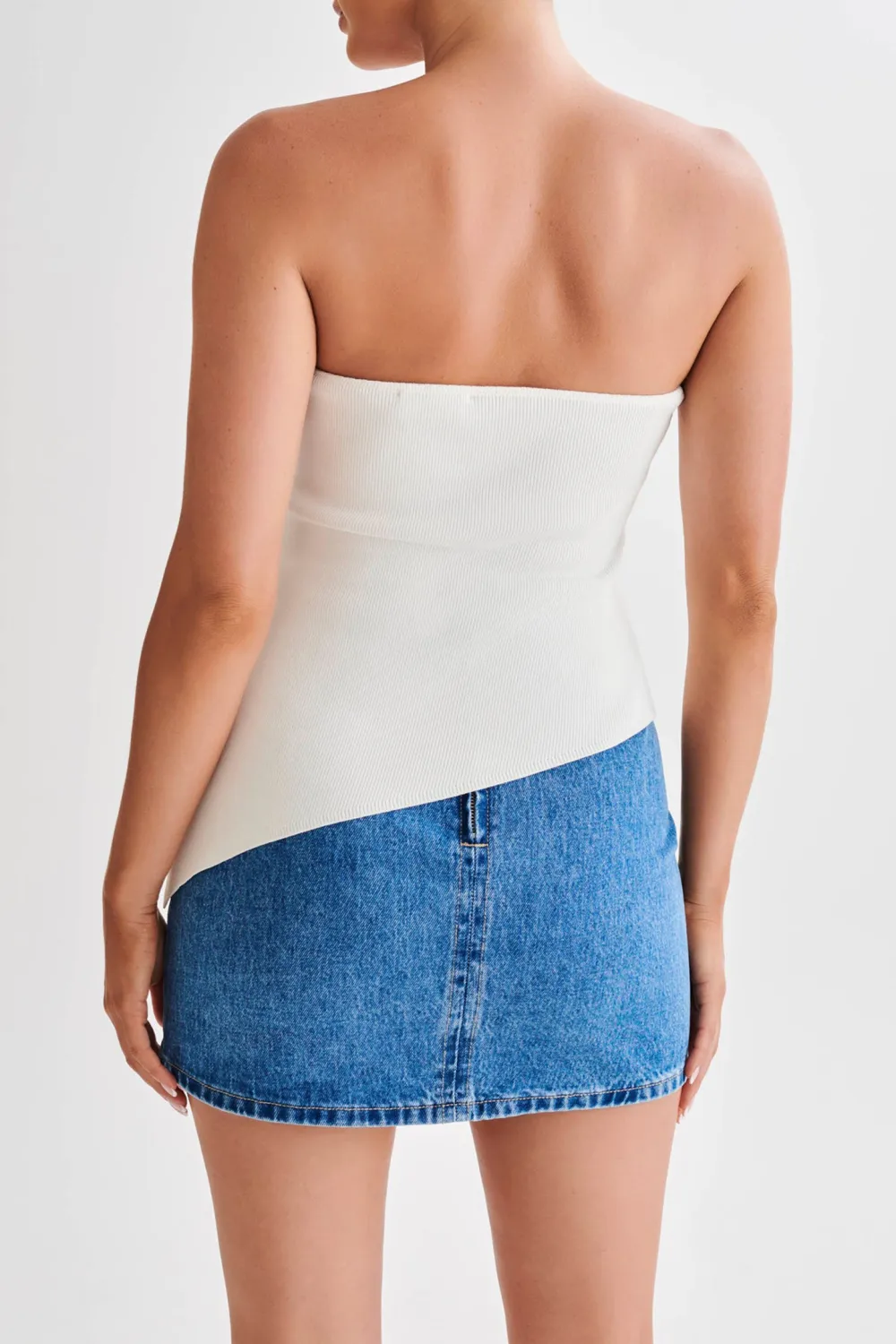 Asymmetrical Strapless Knit Top