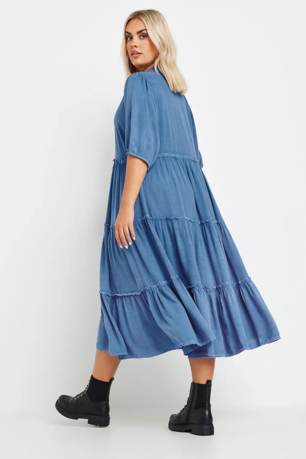 YOURS Curve 2 PACK Blue & Black Wash Chambray Dress