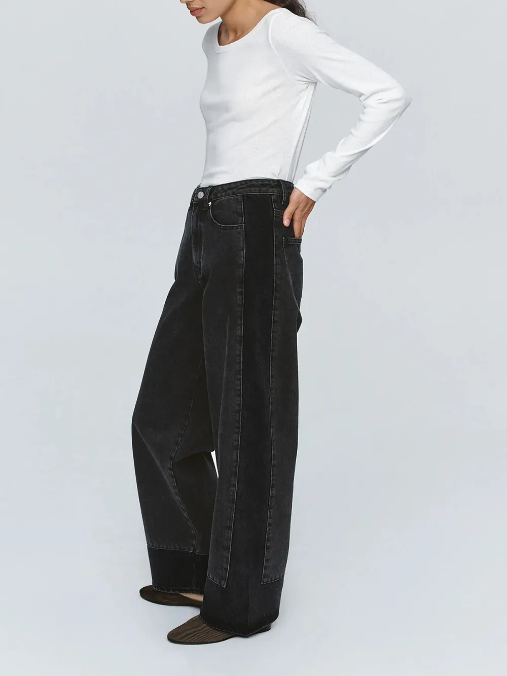 Casual Style Mid-Waist Jean Black
