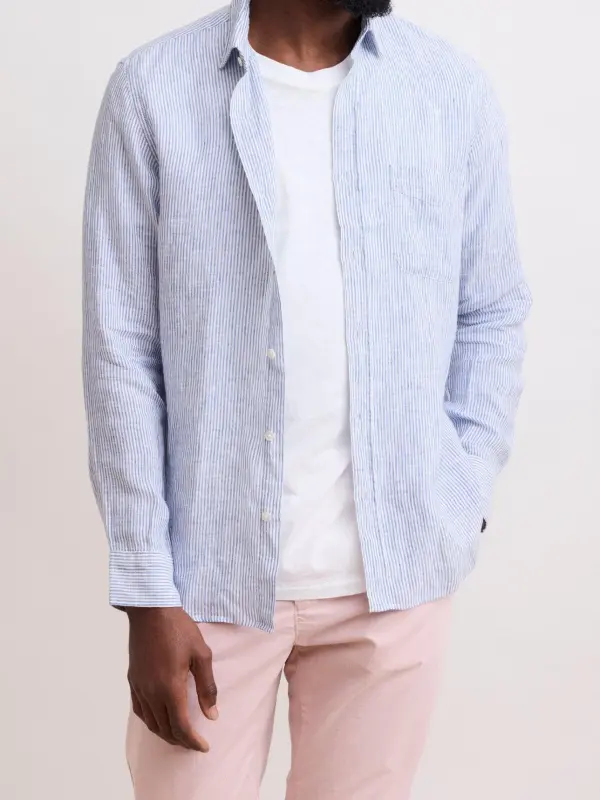 Soft And Comfortable Navy Blue And White Striped Shirt