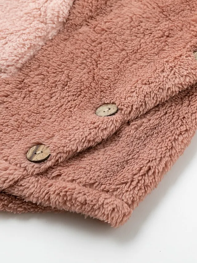 Women's Plus Size Teddy Coat Animal Cat Causal House Long Sleeve V Wire Regular Fall Winter Green Pink Dark Gray L XL XXL 3XL 4XL / Loose Fit