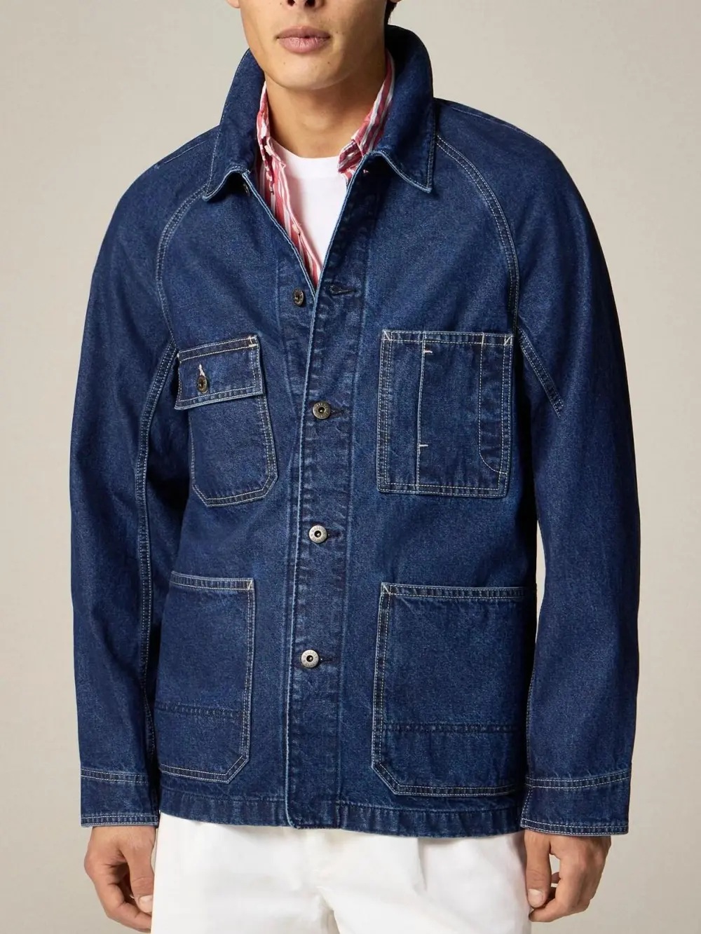 Dark Blue Denim Button Front Jacket