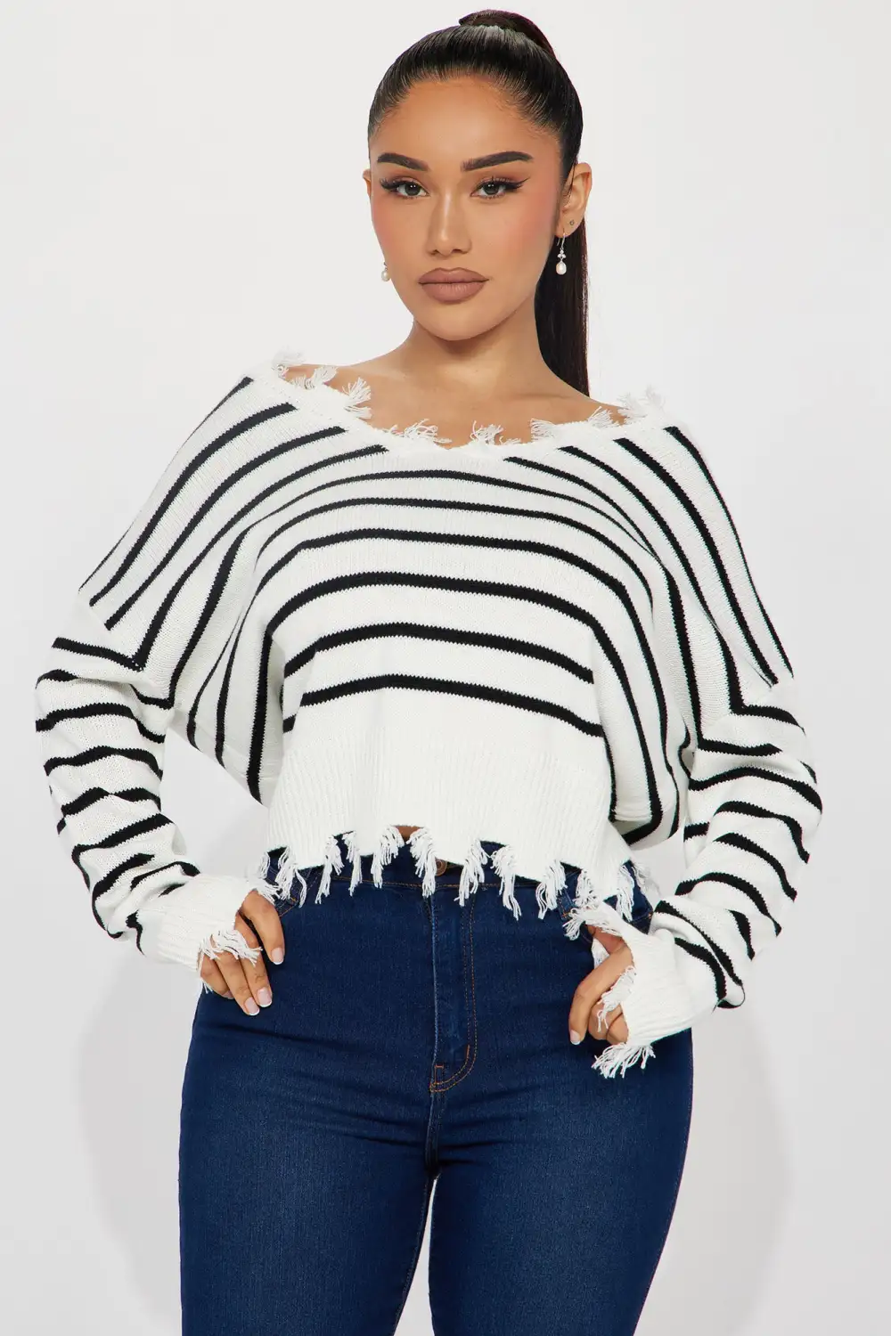 Crushin' It Striped Sweater - Ivory/combo