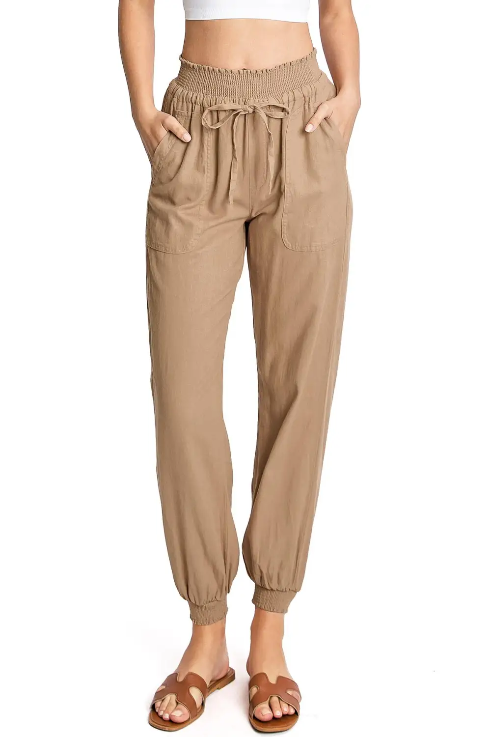 Khaki Elastic - Waist Utility Pants