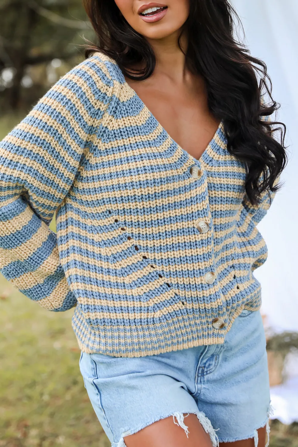 Snuggly Weather Striped Sweater Cardigan