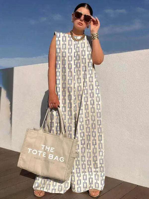 Urban Sleeveless Loose Printed Split-Joint Jumpsuits Bottoms