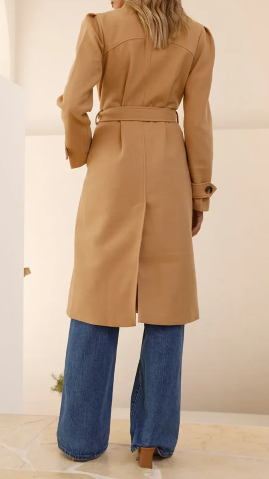 Elongated Button-Down Wool Jacket