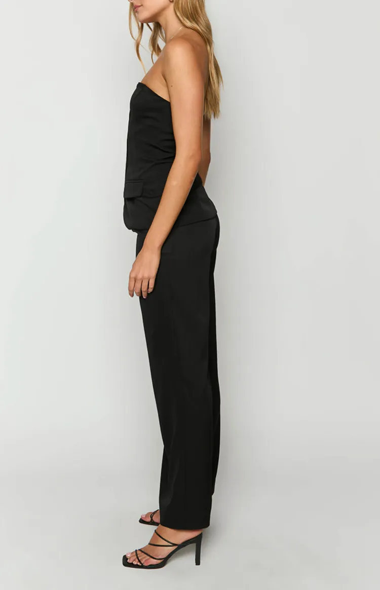 Black Tailored Wide Leg Pants