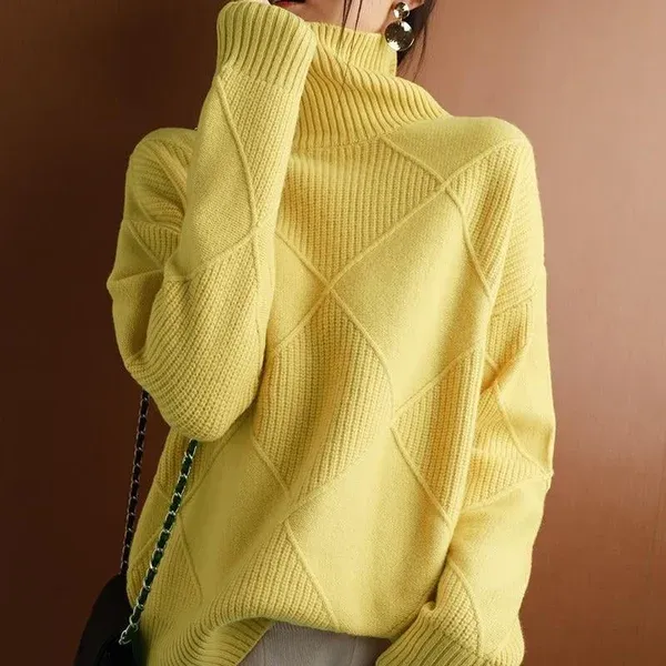 ??Loose Cashmere Turtleneck Sweater Cardigan-FREE SHIPPING