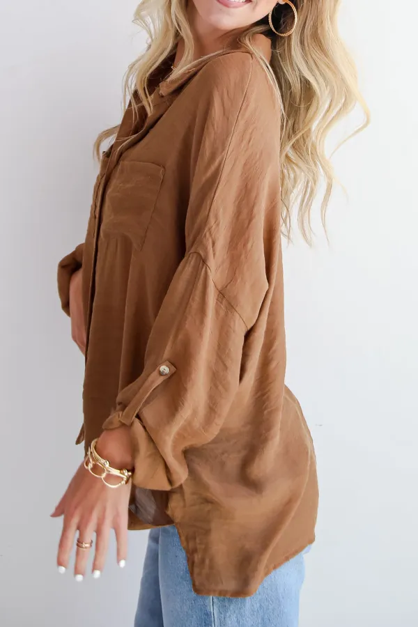 Compelling Composure Oversized Button-Up Blouse