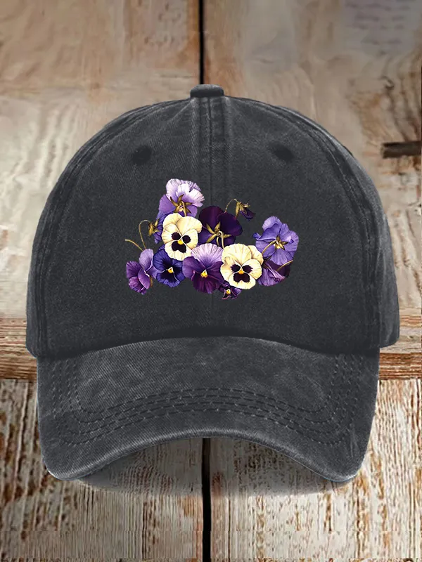 Alzheimer'S Purple Floral Print Baseball Cap