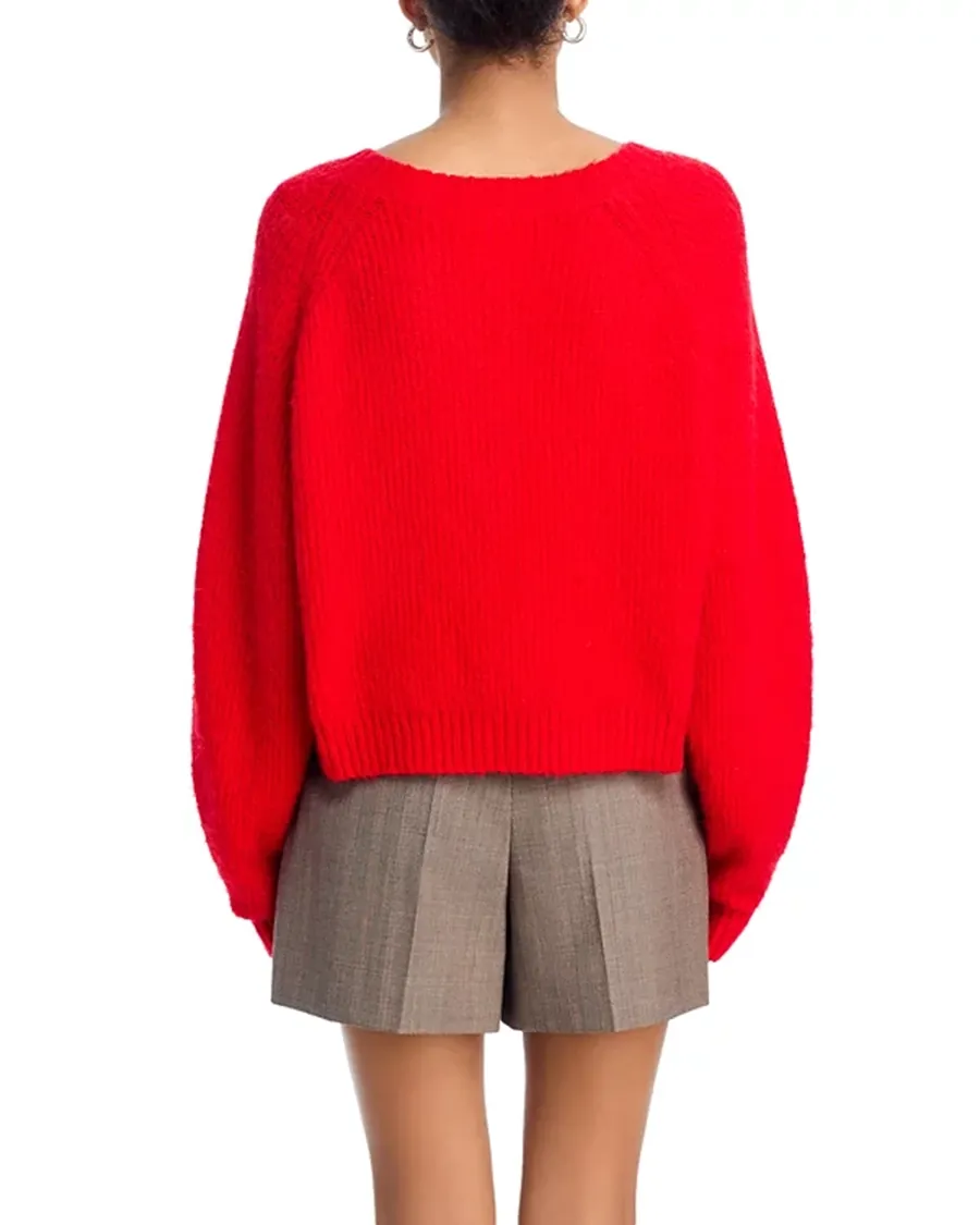 Drop Shoulders Crewneck Button Front Cardigan