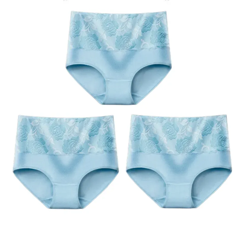 (🔥Last Day Promotion-SAVE 50% OFF) --Cotton High Waist Tummy Control Leak proof Panties Rose Jacquard Ladies Panty Multipack(3PCS/SET)-BUY 2 SETS GET 10% OFF & FREE SHIPPING