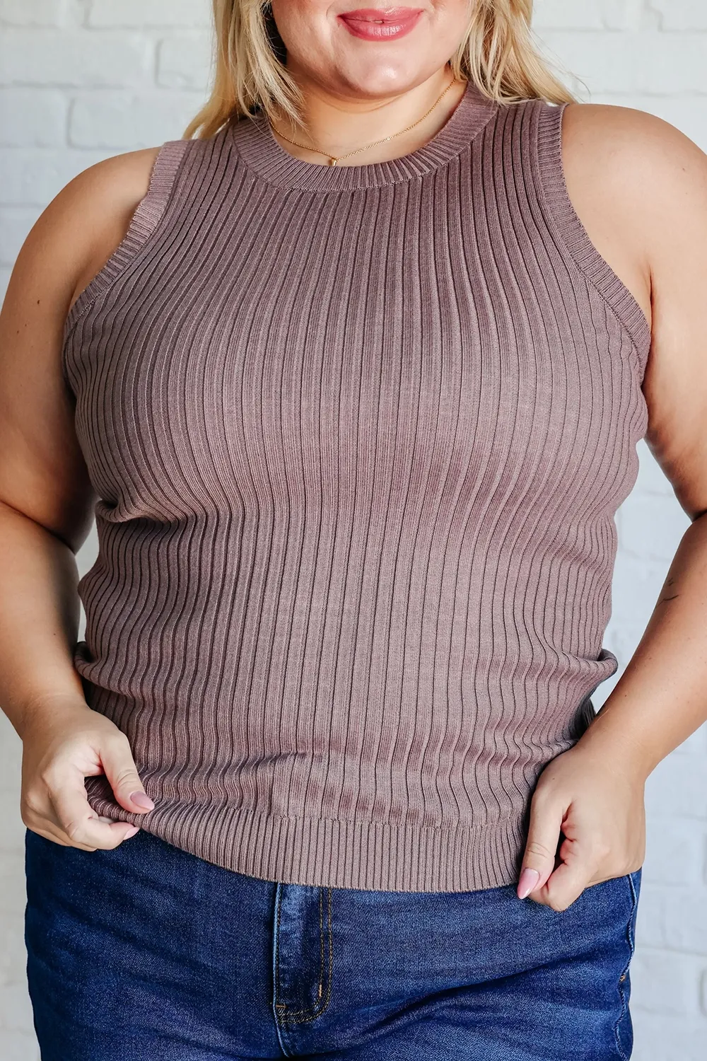 Comfortable Striped Texture Brown Knitted Top