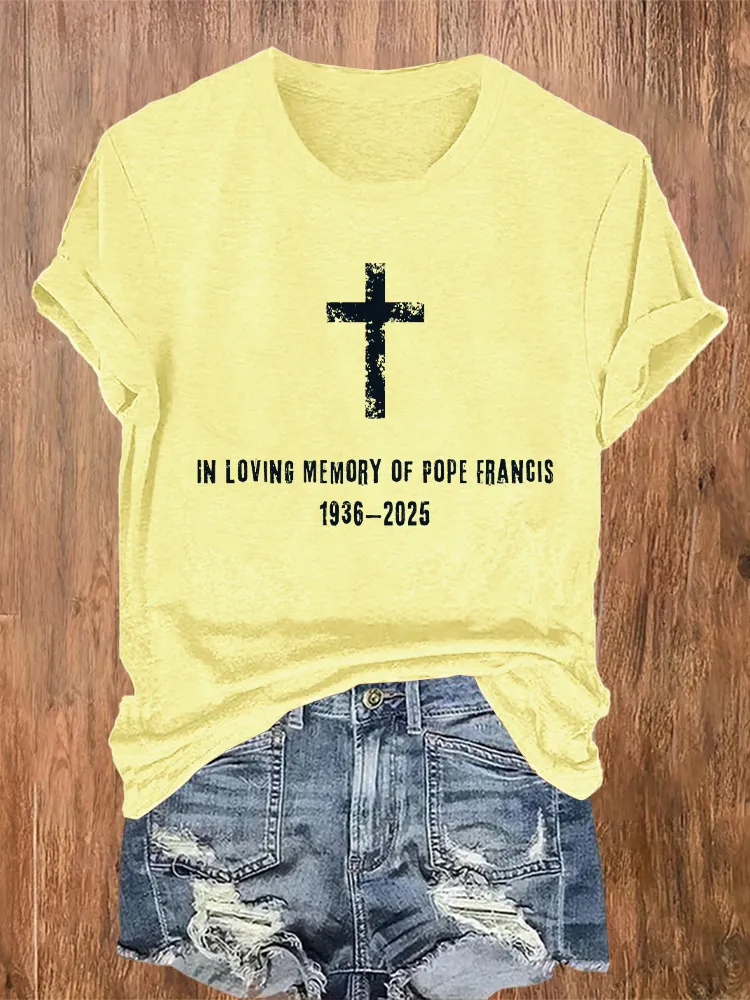 Women's In Loving Memory Of PF 1936-2025 Print Short Sleeve Round Neck Cotton T-Shirt