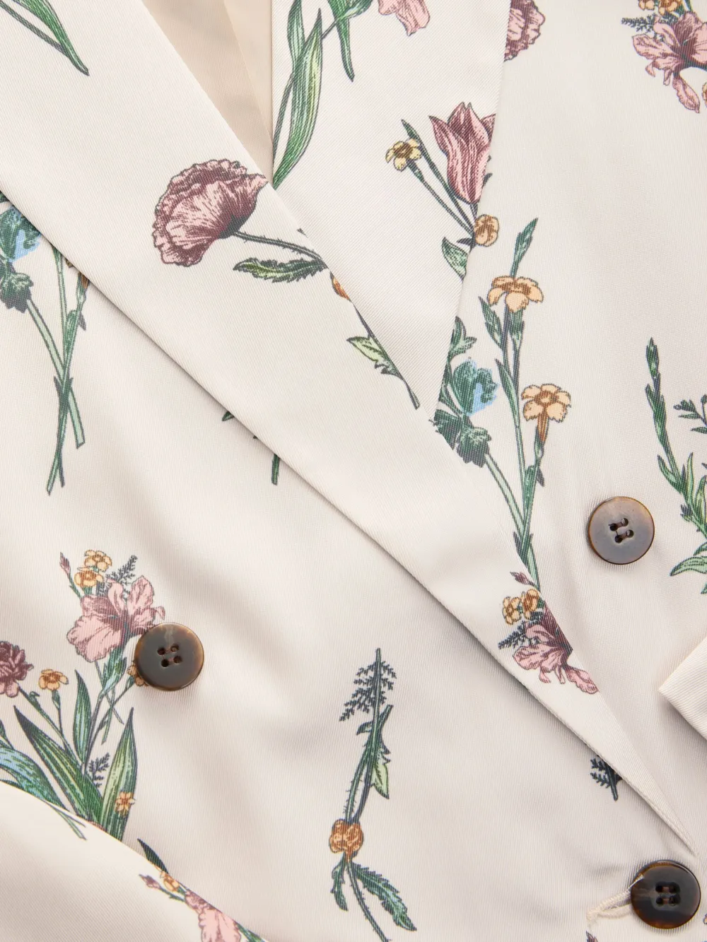 Floral Twill Double-Breasted Blazer