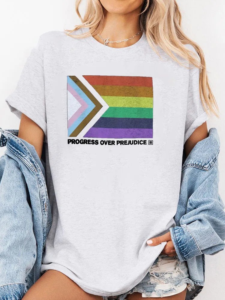 Pure Cotton Round-Neck Short-Sleeved Shirt Progress Over PrejudiceT-Shirt