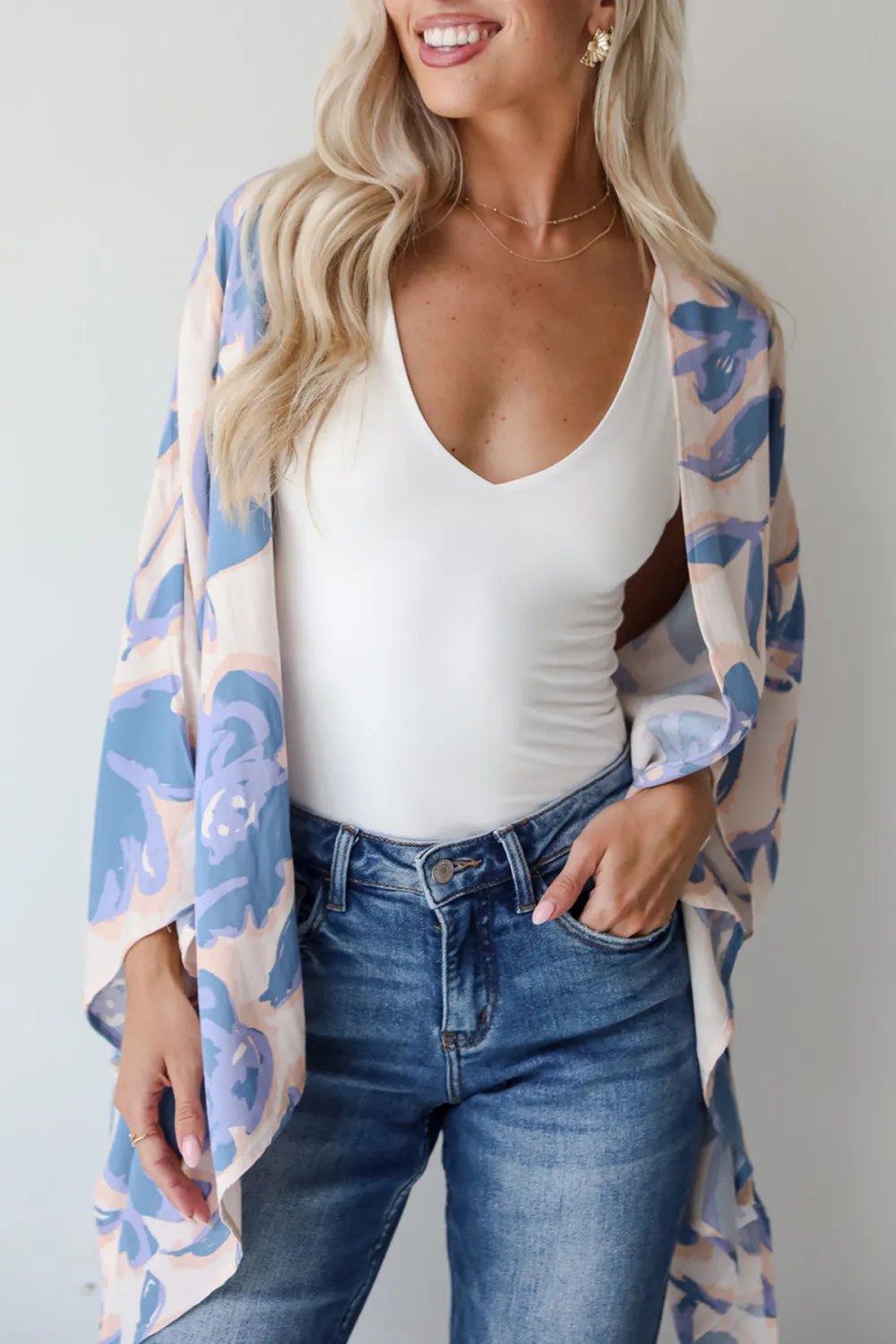 Season Of Blooms Blush Floral Kimono