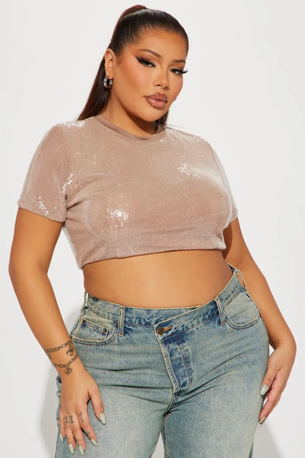 Sparks Fly Sequin Top - Mocha