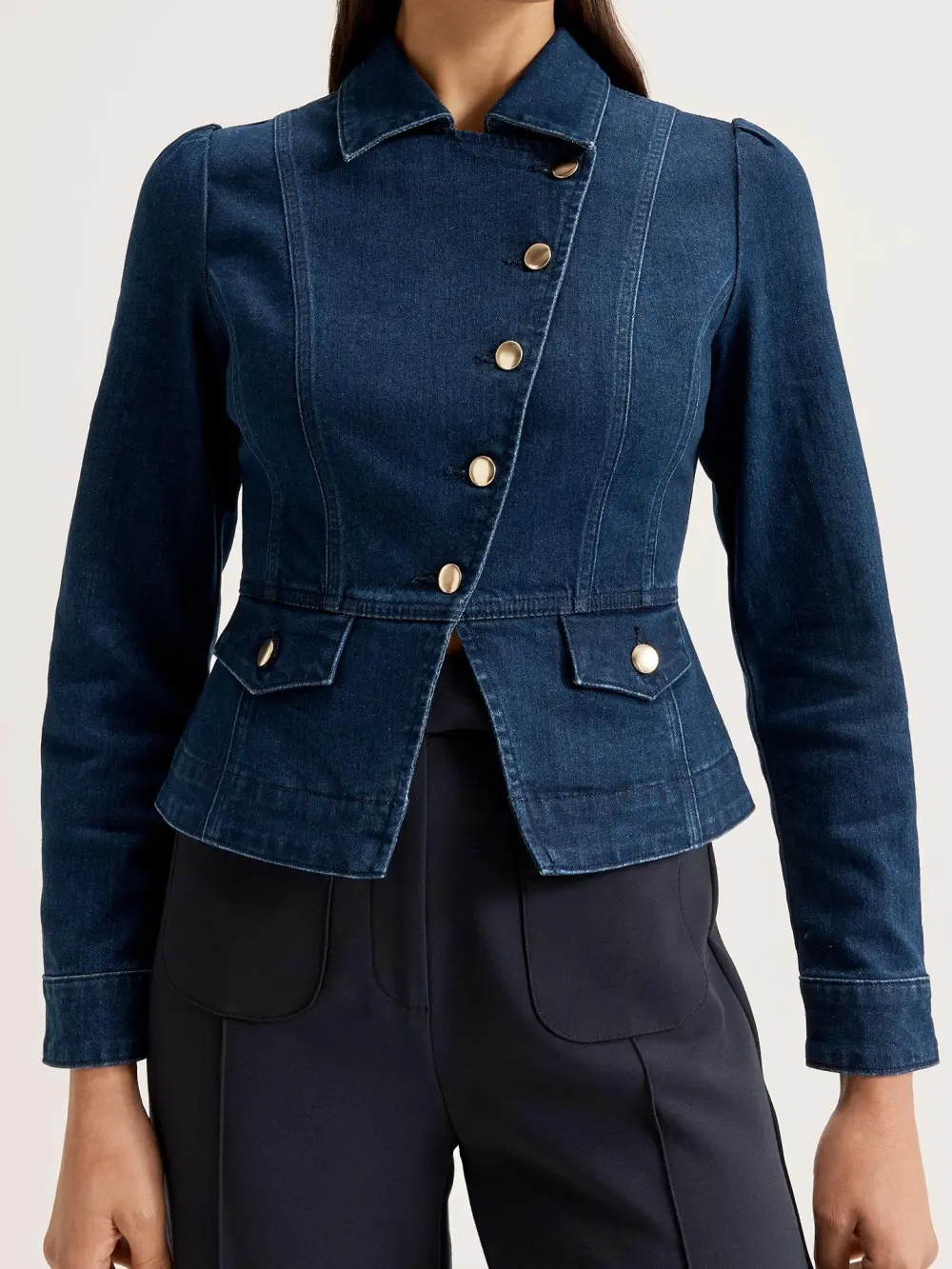 Button Front Pockets Denim Jackets