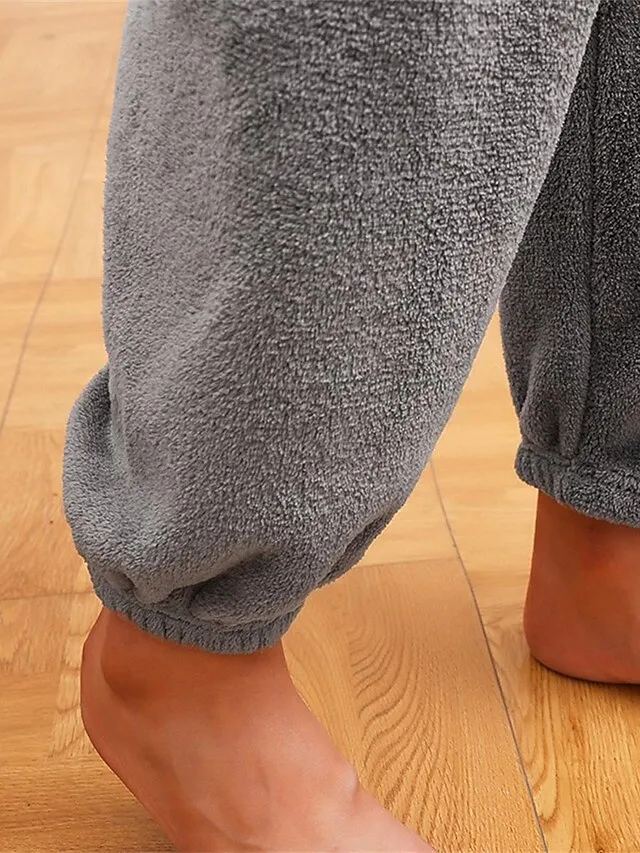 Women's Fleece Warm Loungewear Sets Fluffy Fuzzy Warm Pajama Letter Comfort Home Daily Bed Coral Fleece Coral Velvet Warm Crew Neck Long Sleeve Hoodie Pant Embroidery Fall Winter Pink Red