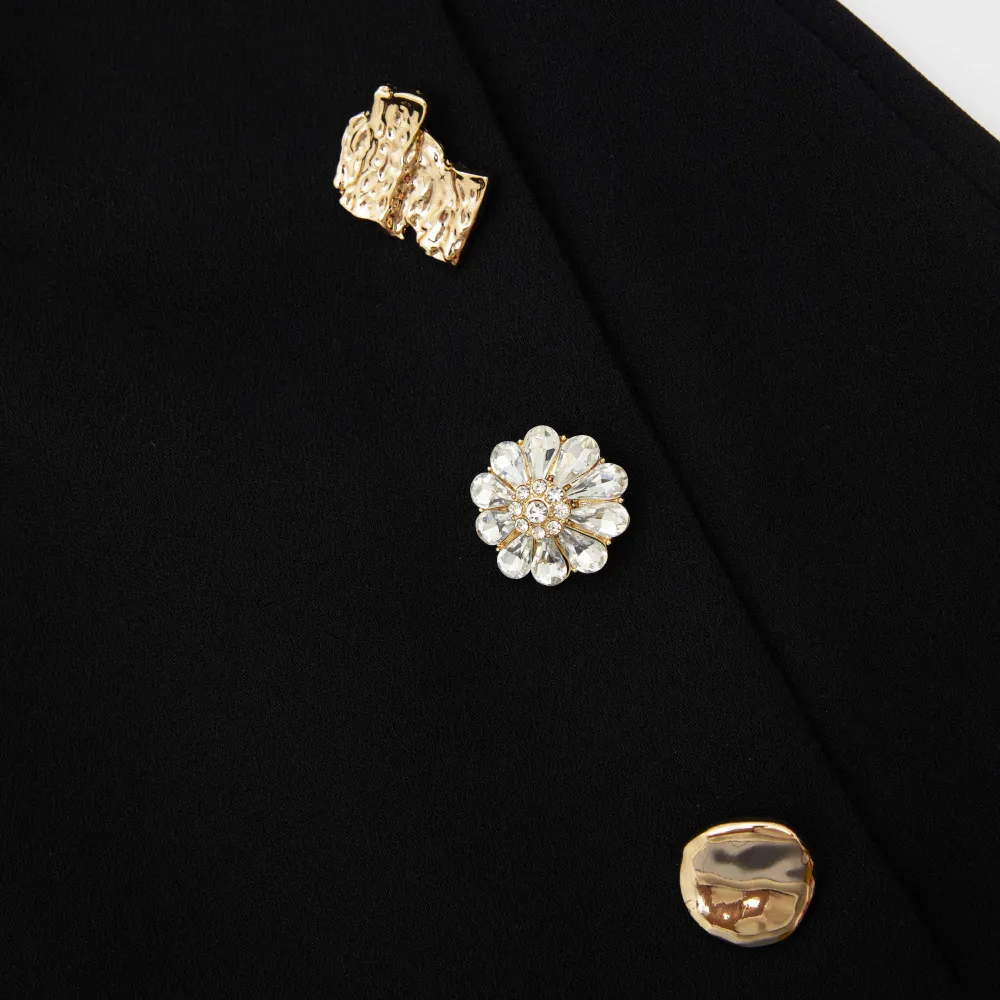 Black Crepe Midi Skirt