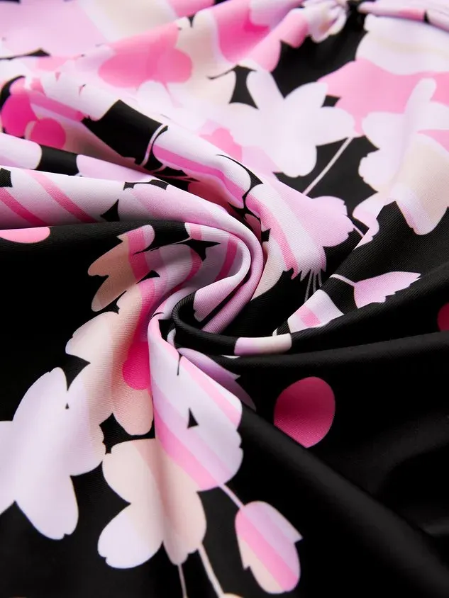 Vacation Floral Printing Scoop Neck Tankinis Two-Piece Set